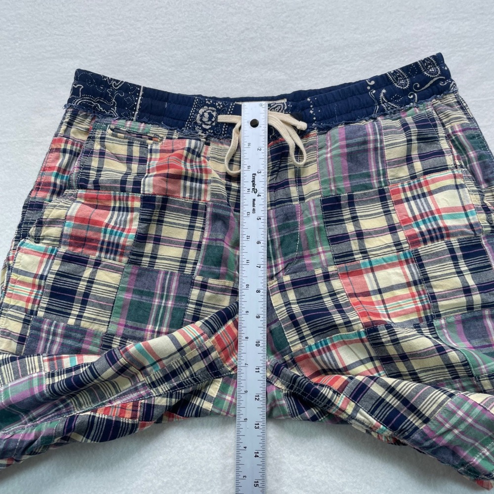 Denim & Supply Ralph Lauren Shorts Mens Large Multi Plaid Patchwork Bandana - Picture 6 of 7